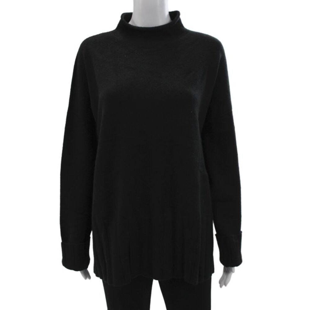 Renuar Womens Pullover Sweater Black Mock Neck Long Sleeve Acrylic Size 2XL